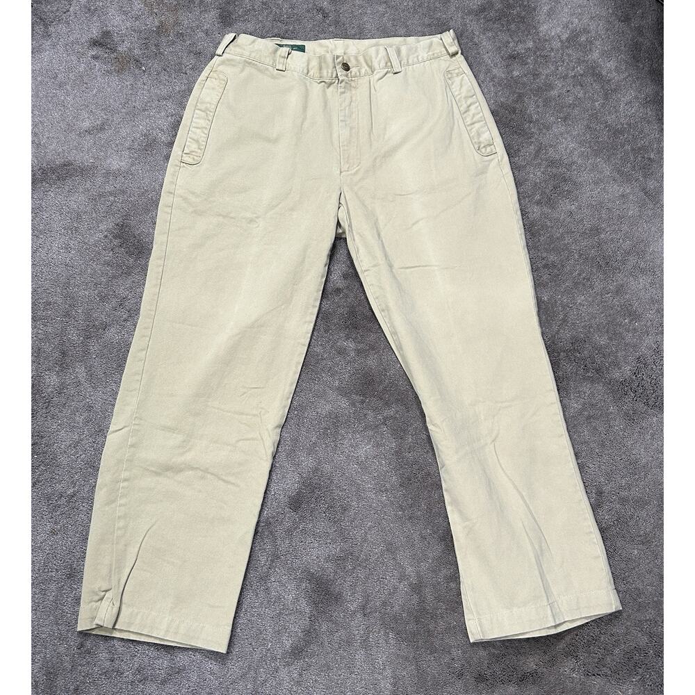 Vintage Orvis Mens 34 X 29 Beige‎ Khakis Cotton Flat Front Straight Leg Pants